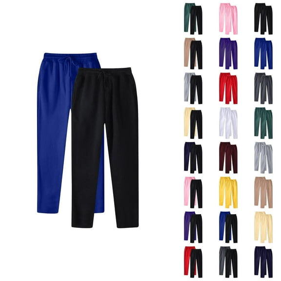 2 Pack Sweatpants for Men 2025 Fall Winter Straight Leg Drawstring Joggers with Pockets Mens Casual Pants Trousers