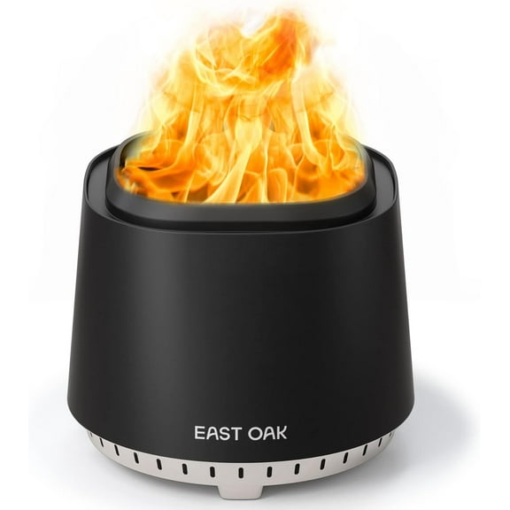 East Oak Stainless Steel Fire Pit 17" Low Smoke Fire Pits for Outside with Poker, Black