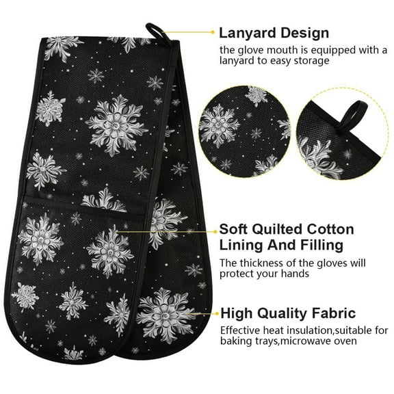 BZSMCE Oven Mitts White Snowflake Creative Pattern Resistant Kitchen Gloves