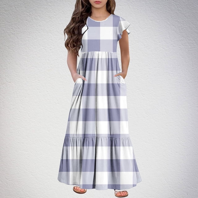 LOVZFMLL Robe Sans Manches à la Mode pour Enfants Robe d'Été Décontractée à Col Rond pour Filles