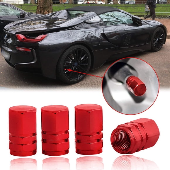 Xotic Tech Tire Valve Stem Caps, Anodized Aluminum, Universal Fit Cars Trucks Motorcycles SUVs Bikes Wheel Tyre (Red)