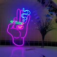 thumbnail image 2 of Letrero de neón de ojo de mano, luz de neón de mano de mal de ojo, letreros de neón LED rosa y azul para decoración de pared, letrero de neón USB, letreros de luz de neón para dormitorio, sa, 2 of 4