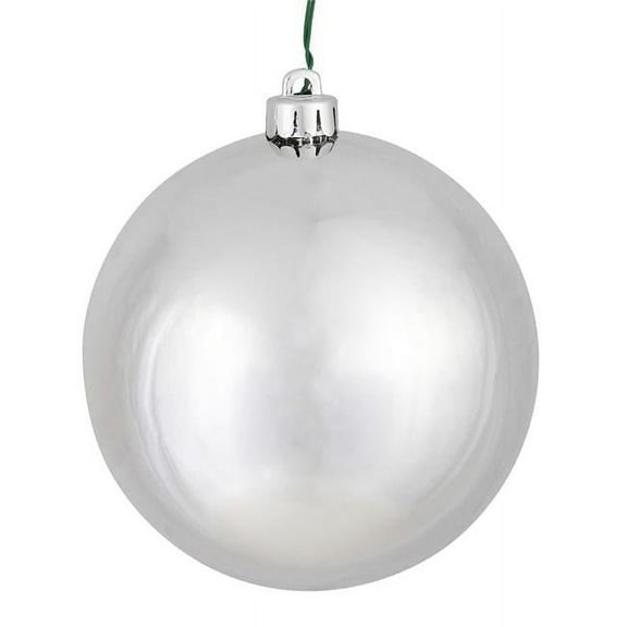 3 in. Silver Shiny Ball Christmas Ornament with Drilled 12 per Bag