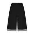thumbnail image 6 of Cutuoiiu Plus Size Womens Mid Length Shorts Solid Color Elastic Waist with Striped Cuffs and Pockets for Casual Outings Gift, 6 of 9
