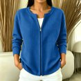 thumbnail image 2 of longantii Waffle Knit Tops For Women Zip Up Cardigan Sweaters Long Sleeve Y2K Cute Sweatshirt Fashion Coat Womens Fall Outfits, 2 of 5