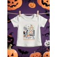 thumbnail image 1 of Girls' Halloween T-Shirt - Cute Pumpkin & Ghosts Graphic Tee, Soft Knit Fabric Round Neck Top for Toddlers, Kids, Teens - Halloween Party outfit or everyday Fall Clothing, 1 of 6