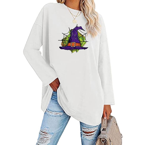 DYMADE Women Round Neck Casual Printed Long Top