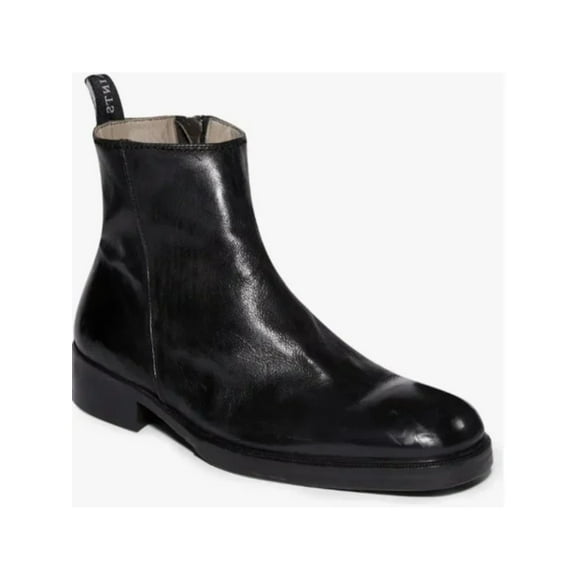 ALLSAINTS Mens Black Comfort Seth Square Toe Block Heel Zip-Up Leather Boots Shoes 46