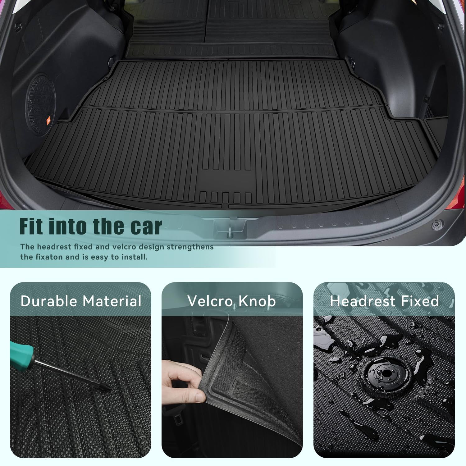 DIKSOAKR Floor Mats & Cargo Liners Compatible with 2025 2024-2019 Toyota RAV4 (Include Hybrid), Full Set All Weather TPE Floor Mats Back Seat Cover Protector Trunk Mats
