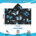 thumbnail image 2 of Black Blue Butterfly Dandelion Pattern Hooded Bath Towel，50"x30" for Ages 3 To 12 Kids, Quick Dry Lightweight Soft Microfiber Hood Beach Towel Cover Up for Kids, 2 of 7