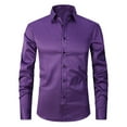 thumbnail image 2 of Blusa y camisa de manga larga con cuello vuelto para hombre, informal, con botones, lisa, de manga larga, transpirable, de poliéster, 2 of 6