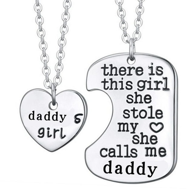 Conjunto de collar de padre e hija, collar con colgante de corazón de papá y niña, collar de padre e hija