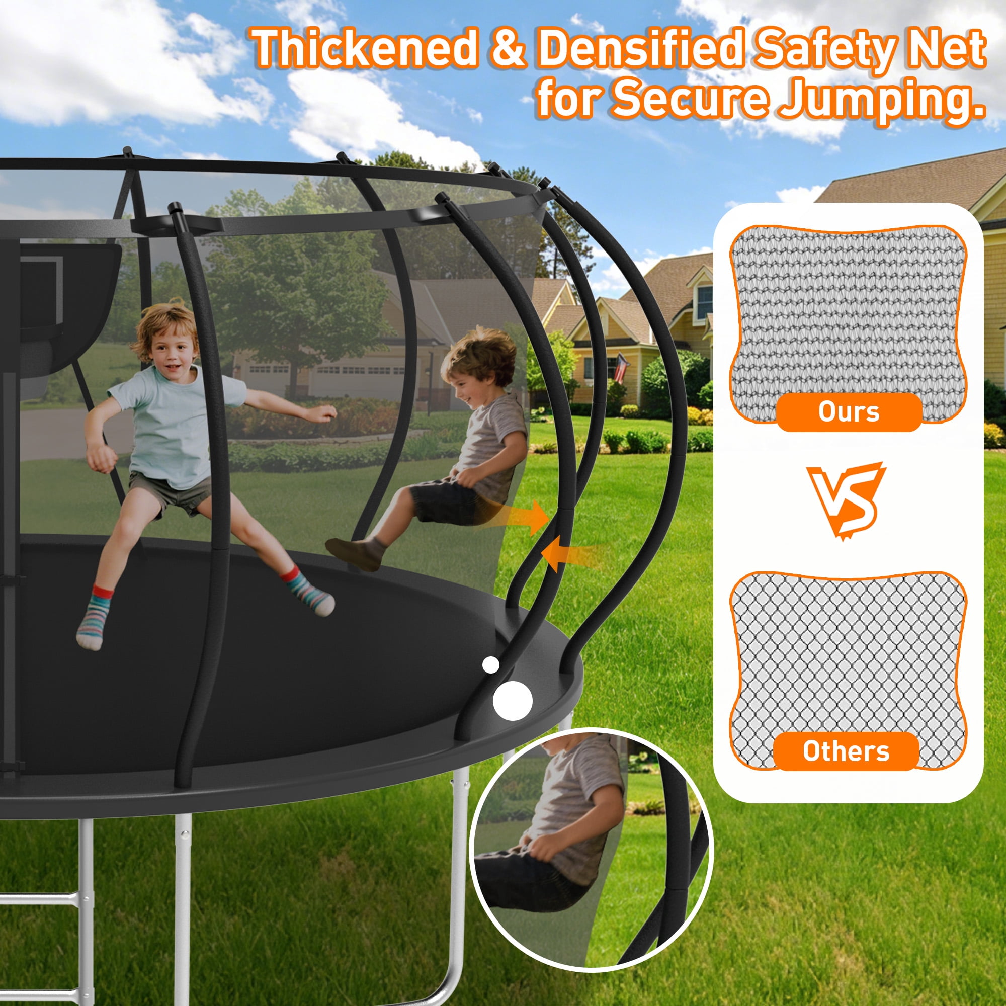 WOWLAND Trampoline 16FT for Kids and Adults with Lights, 1500LBS Heavy Duty Trampoline Outdoor with Enclosure Net and Basketball Hoop, Recreational Backyard Trampoline, Easy Assembly, Birthday Gift