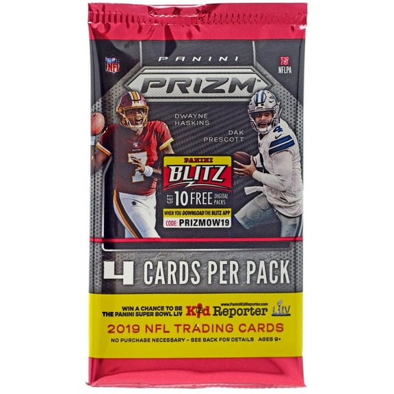 NFL Panini 2019 Prizm Football Trading Card BLASTER Pack (4 Cards)