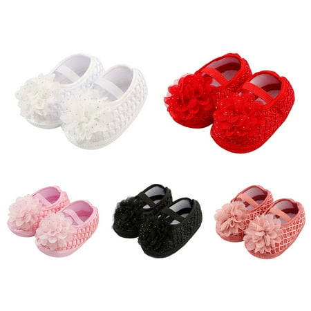 

Baby Learning Walking Shoes Flowers Decoration Babies Canvas Shoes Sweet Princess Shoes