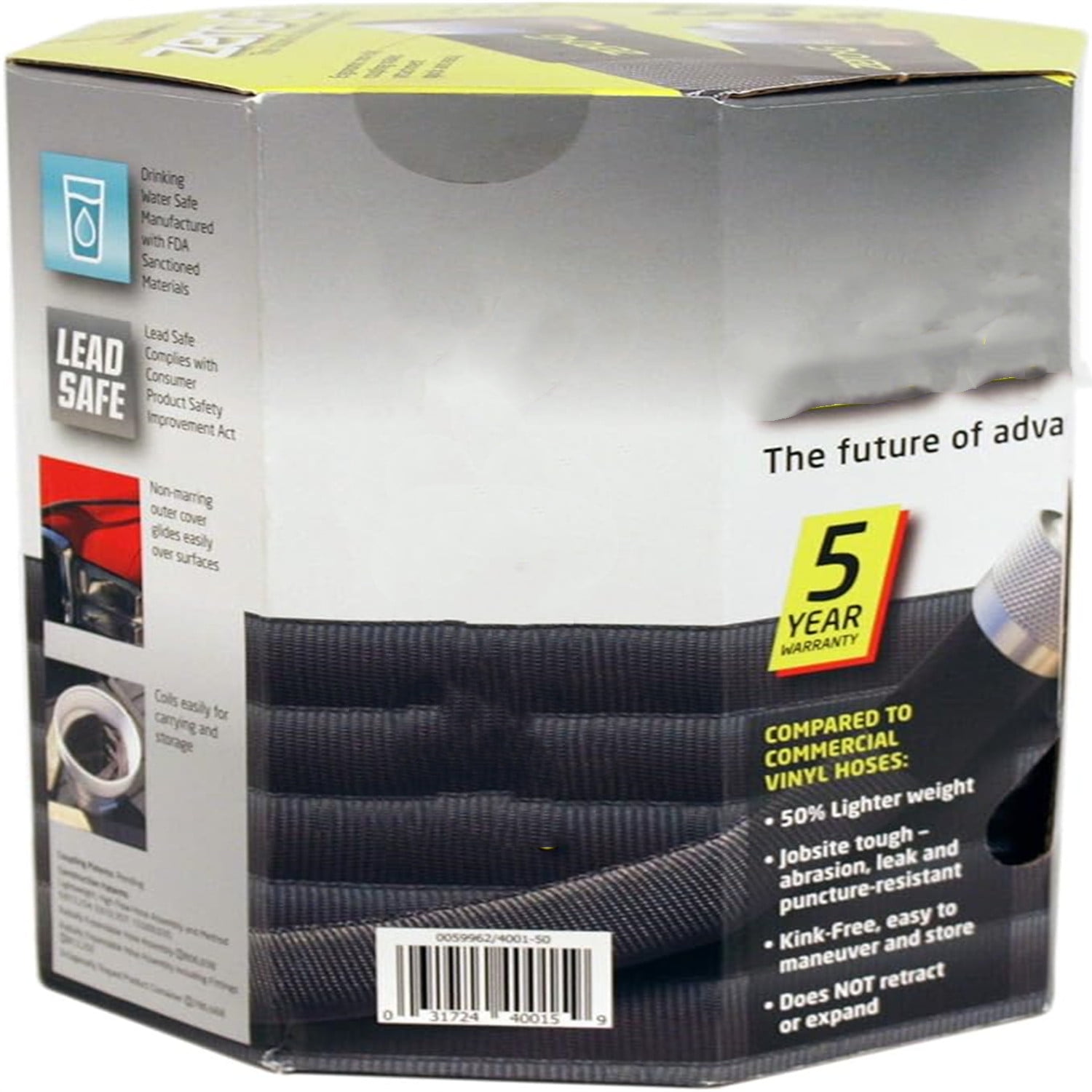 4001-50 Kink Resistant Garden Hose, 5/8" X 50', Black