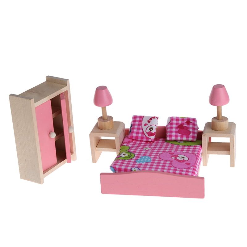 Miniature Dolls House Wooden Baby Nursery Room Furniture Kid Children Play Toy ~