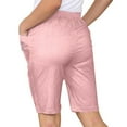 thumbnail image 3 of Mgmyaa Women's Bermuda Shorts Fashion Casual Pocket Solid Elastic Waist Straight-Leg Short Pants, 3 of 6