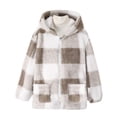 thumbnail image 3 of Zecgelong Girls Plaid Fleece Hooded Jacket Cozy Soft Warm Outerwear For Toddler Kids Casual Winter Windproof Coat, 3 of 6