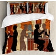 thumbnail image 1 of Bar Duvet Cover Set Queen Size, Urban Tavern Crowded Full of People Night out Busy Evening with Friends Illustration, Decorative 3 Piece Bedding Set with 2 Pillow Shams, Multicolor, by Ambesonne, 1 of 3