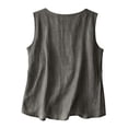thumbnail image 5 of Qwertyu Womens Cotton Linen Crop Tank Tops Casual Sleeveless Crew Neck Loose Fit Solid Color Linen Blend Camisole Dark Gray 3XL, 5 of 9