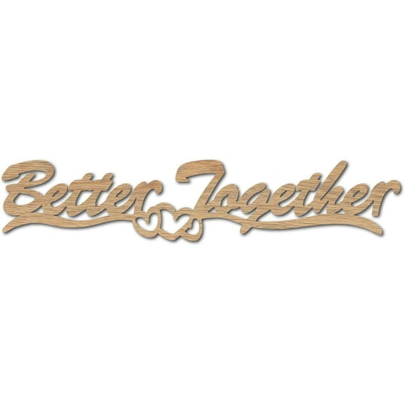 Better Together Laser Cut Wood Letter Sign Heart Wall Decor Cutouts Unfinished Small Wooden Signs Wall Art Basswood Hanging Sculpture Decor for Painting Crafts DIY Home Bedroom 11.8x3.9Inch