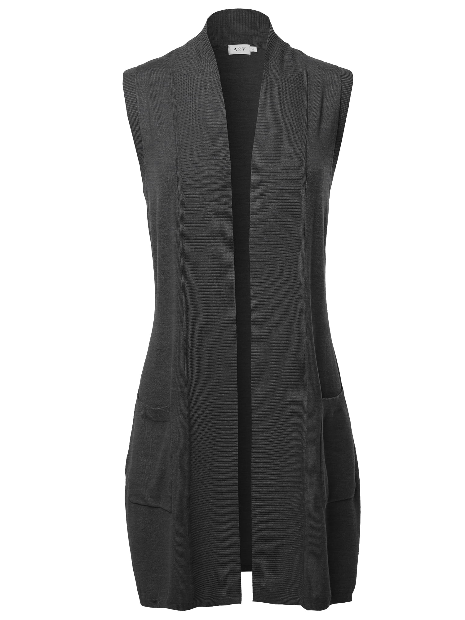 A2Y Women's Open Front Long Sleeveless Draped Side Pockets Vest Knit Sweater  Red XL - Walmart.com