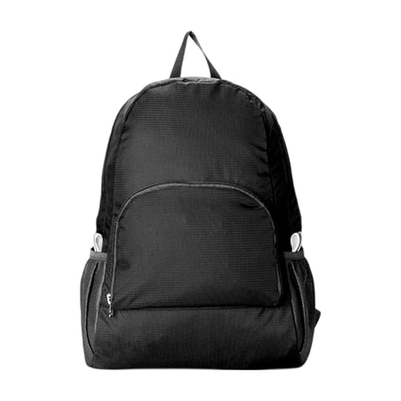 Waterproof Foldable Backpack 16.5 in, Lightweight Nylon Packable Travel Backpack with Zipper Pocket and Bottle Holders for Hiking Gym Vacation Travel and Carry On Use (Black)