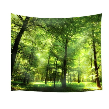 Green Tapestry - Meigar Green Forest Tapestry Wall Hanging,Landscape Scenery Sunrise Green Tree Modern Home Decor, Bedroom Living Room Dorm Decor 51''x59''