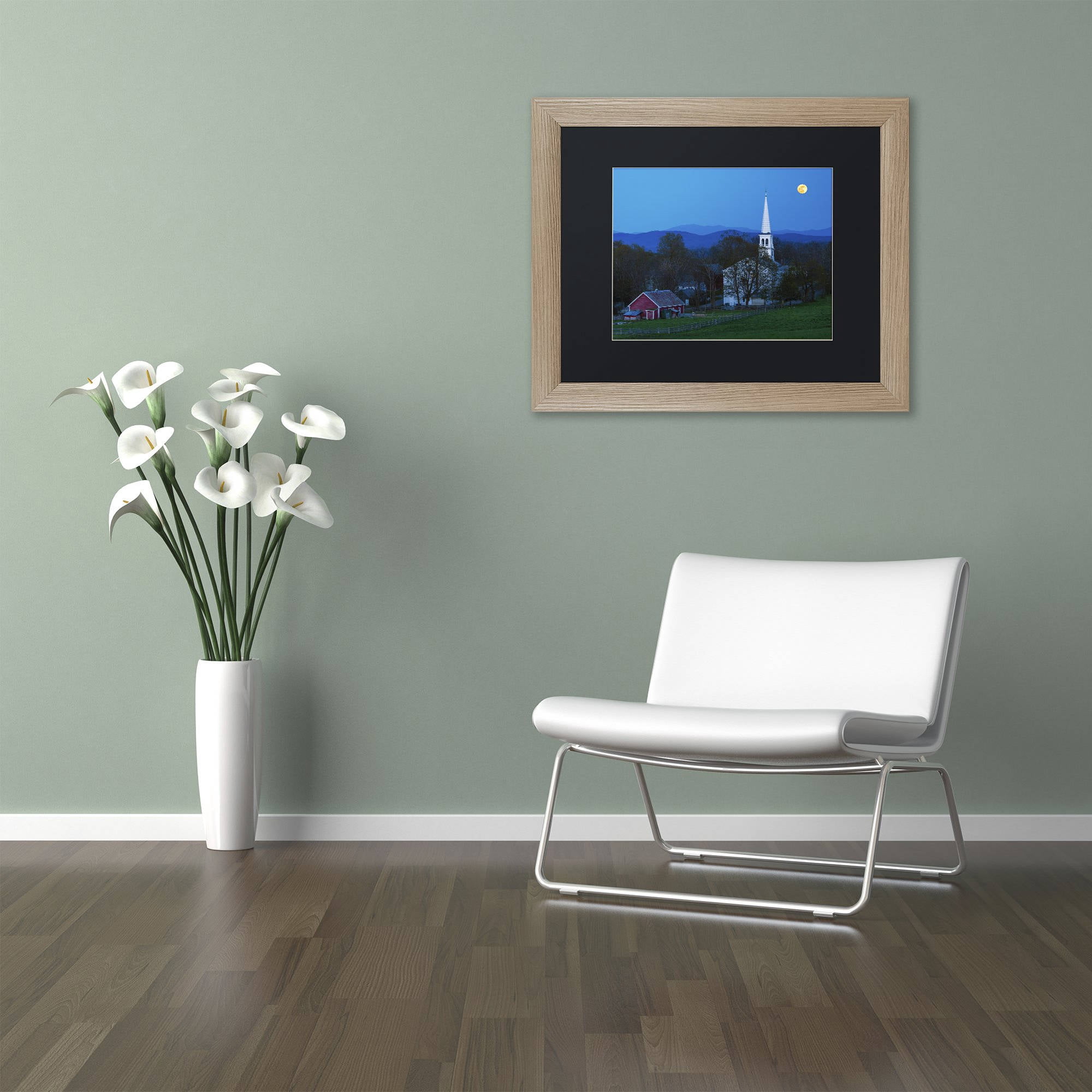 Trademark Fine Art "Moonrise at Peacham" Canvas Art by Michael Blanchette Photography Black Matte, Birch Frame