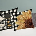 thumbnail image 4 of Sunshine Smile Sunflower Bee Pillow Covers Spring Yellow Bumble Bee Honey Farmhouse Decorative Throw Pillow Cover 16x16 Inch Summer Black and White Buffalo Plaid Cushion Case Set of 4, 4 of 6