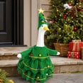 thumbnail image 5 of Christmas Tree Porch Goose Outfit, Whimsical Christmas Tree Style Costume with Star Hat for Porch Goose Figurine, Goose Statue Xmas Tree Costume, 5 of 9