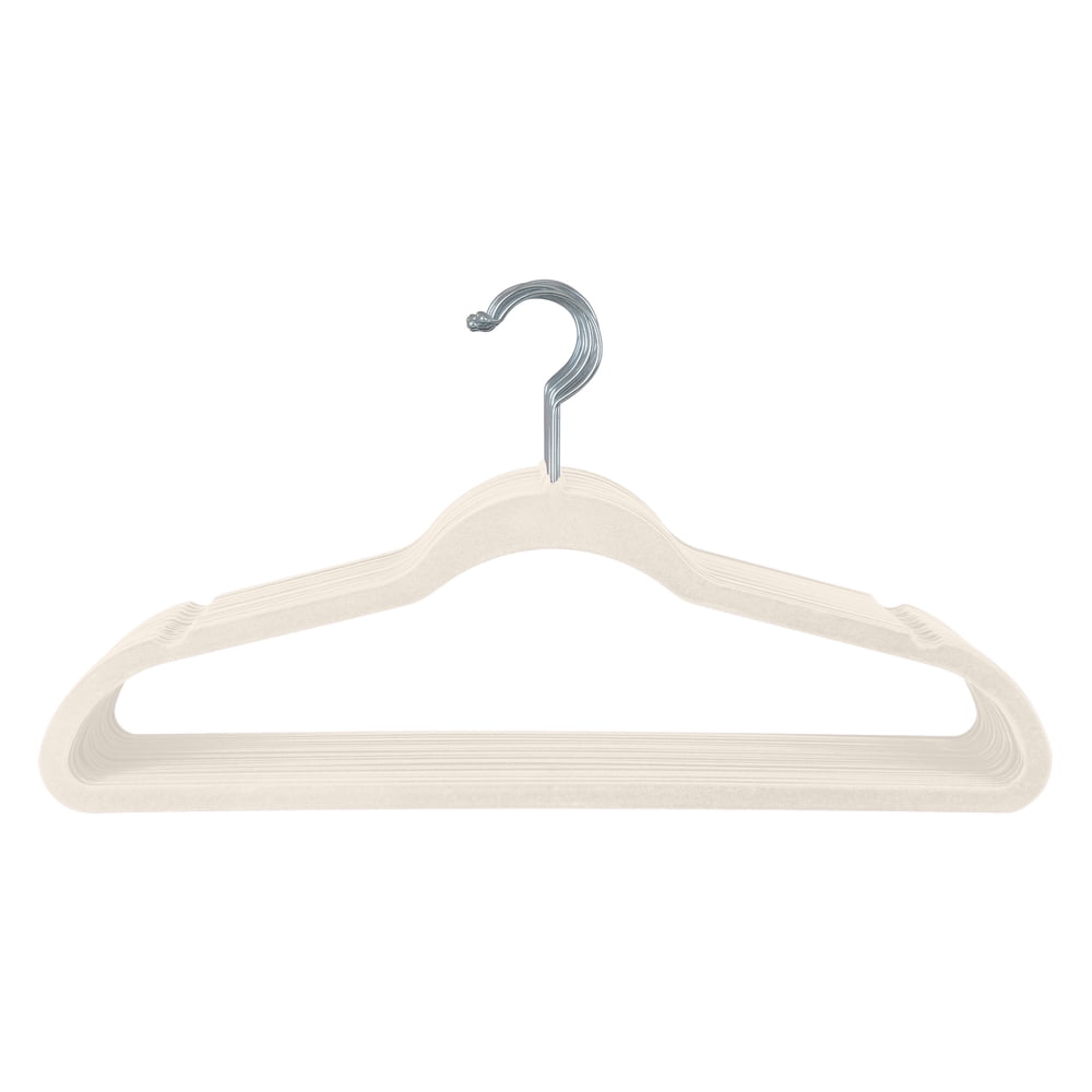 Simplify 25 Pack Slim Velvet Suit Hangers in Ivory