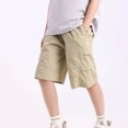 thumbnail image 2 of Cethrio Boys Cargo Shorts Size 6, Elastic Waist Summer Relaxed Fit Knee Length Kids Shorts Khaki Size 6, 2 of 6