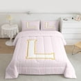 thumbnail image 2 of Feelyou Fashion Letter L Bedding Comforter Set for Girl, Cute Cartoon Monogrammed Twin Comforter Sets, Chic Abstract Ombre Reversible Bedding Set, Lightweight Room Decor, 2pcs, 2 of 8