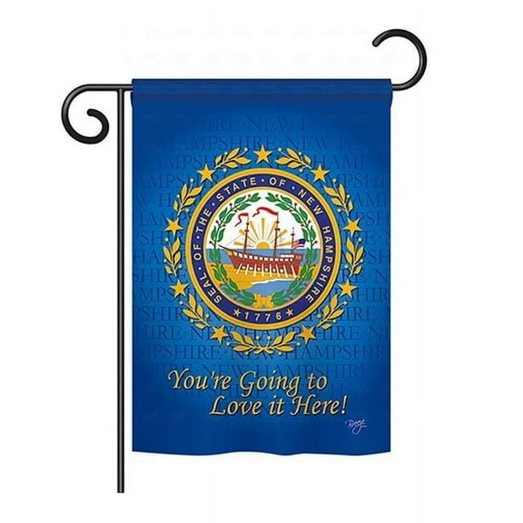 BD-SS-GS-108145-IP-BO-D-US13-BD 13 x 18.5 in. New Hampshire Americana States Impressions Decorative Vertical Double Sided Garden Flag Set with Banner Pole