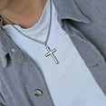 thumbnail image 6 of Silver Cross Necklace for Men, 925 Sterling Silver Cross Pendant Necklace with Stainless Steel Chain, 6 of 8