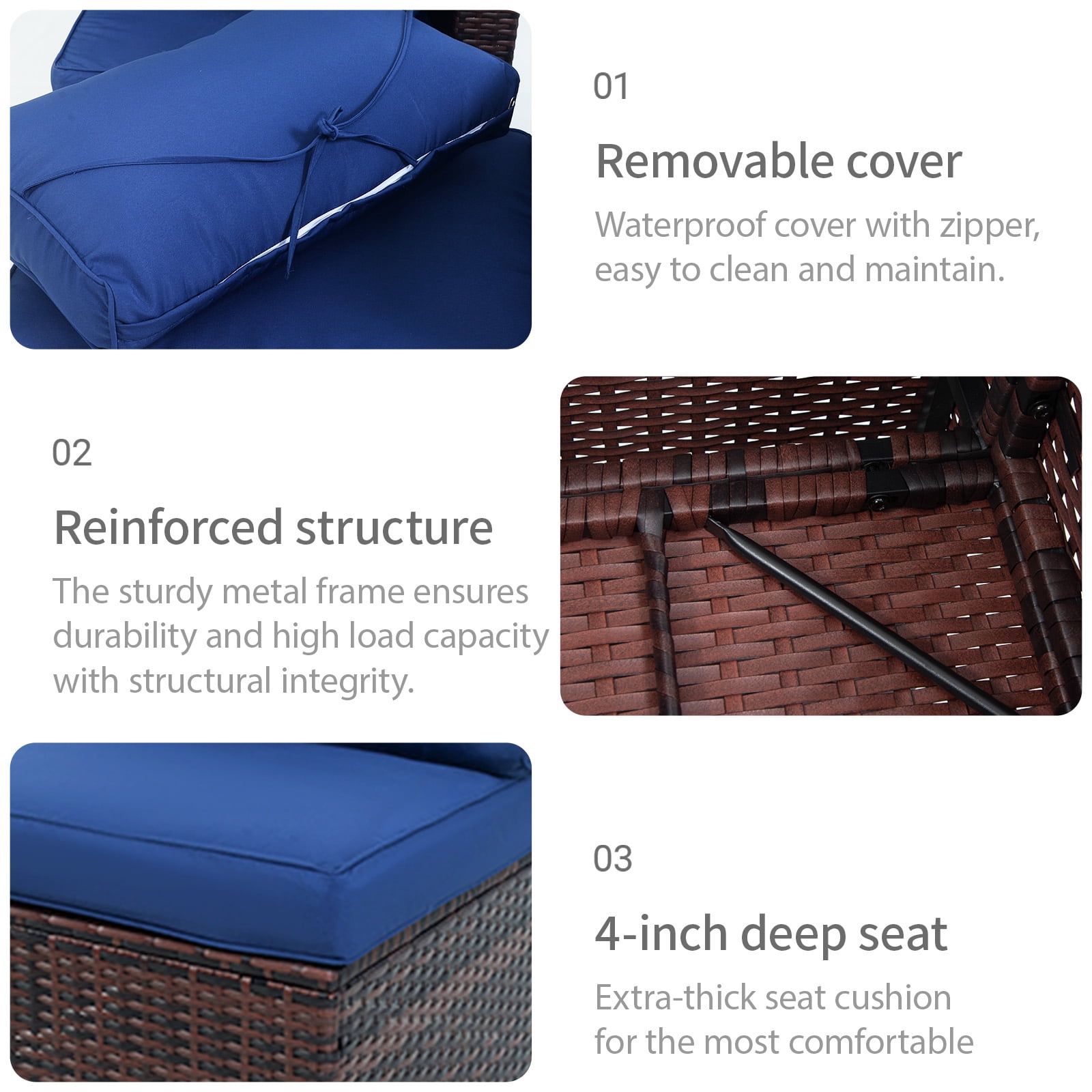 AstrPthylx 7-Piece Patio Sectional Set with Coffee Table, All-Weather Outdoor PE Rattan L-Shaped Sofa & Cushions for Garden, Backyard (Blue)