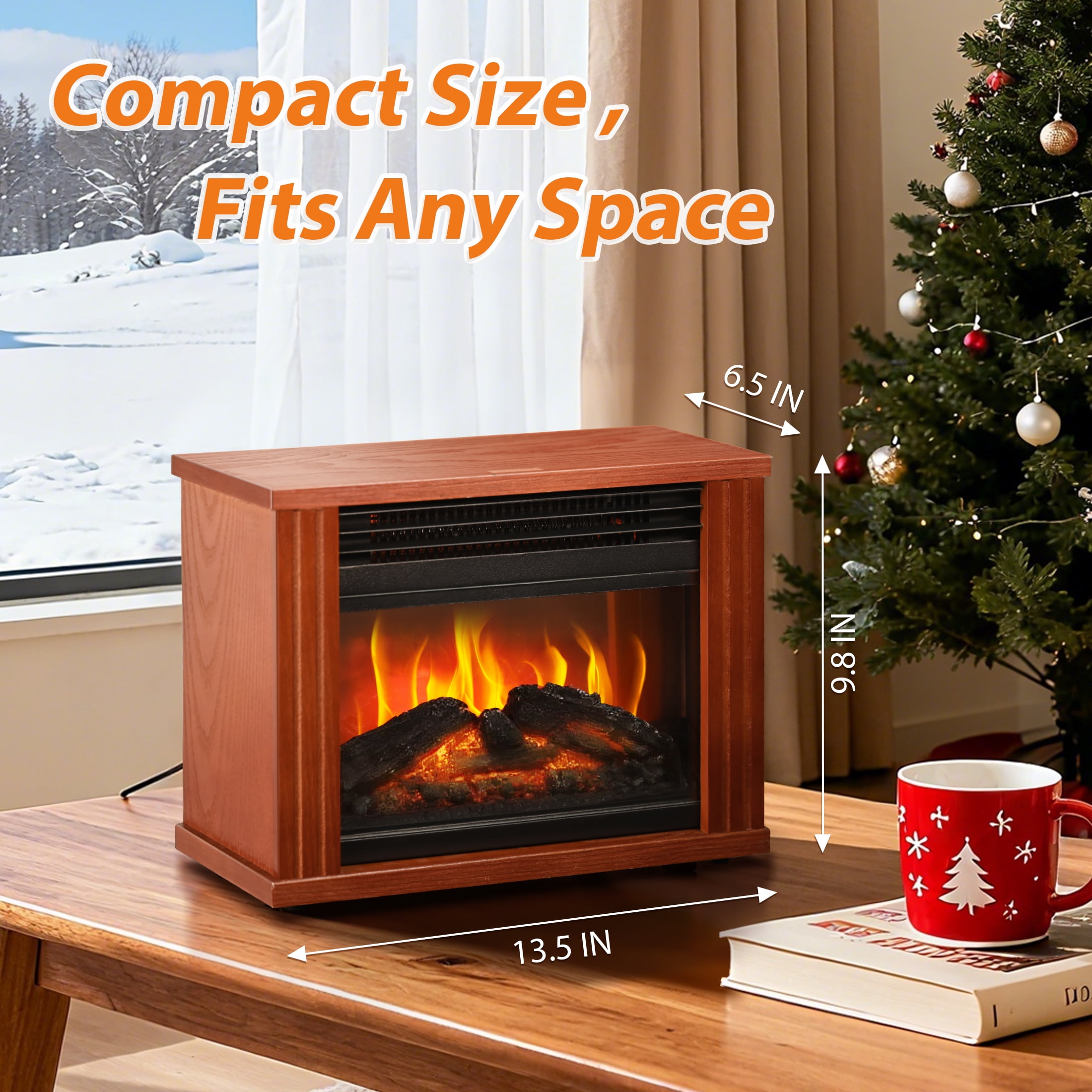 Airo Comfort Portable Electric Fireplace Stove – 1500W with 3D Realistic Dancing Flame Effect