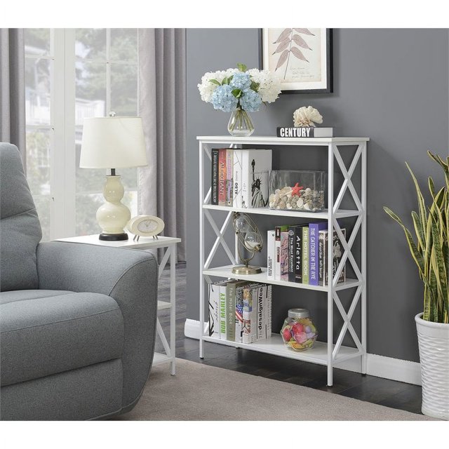 Convenience Concepts Bibliothèque Tucson à Quatre Niveaux en Bois Blanc