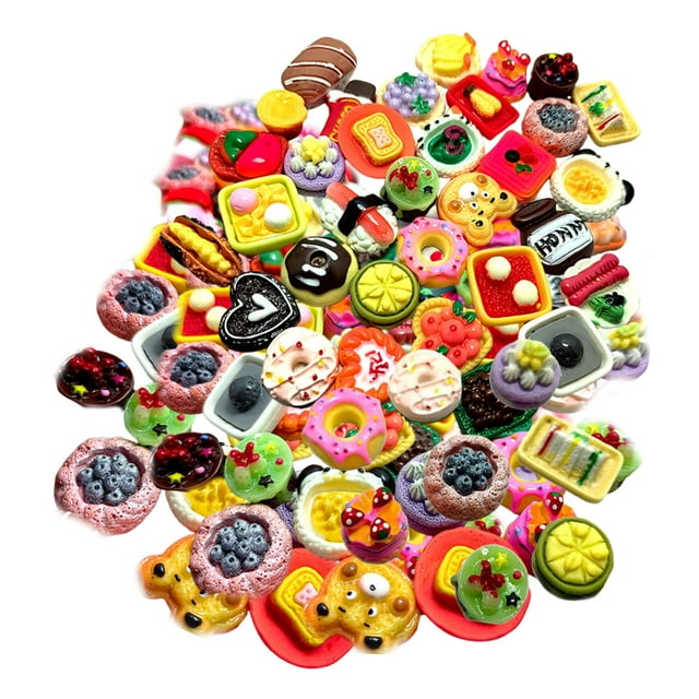 Yinanstore 100 Pcs Jouet Alimentaire Miniature Résine Modèle Alimentaire DIY Diorama Paysage Cuisine Jeu de Cuisson pour Épingles à Cheveux Boîte de Papeterie