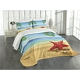 thumbnail image 3 of Ambesonne Beach Quilted Bedspread Set 3 Pcs, Starfish Ornate Design, King Size, Multicolor, 3 of 5