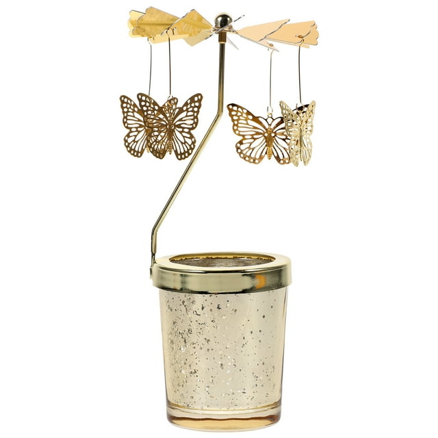 EeaseMX Candelabros giratorios con diseño de mariposa, candelita giratoria, soporte para mesa, centro de mesa, decoración de mesa para fiesta en casa, boda (dorado)