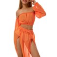 thumbnail image 5 of LMLYSoH Women Clothing Set, Long Sleeve Off Shoulder Tops and Cover Up Skirt Two-piece Suit for Beach Vacation Travelling, 5 of 8