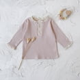 thumbnail image 4 of Baby Girl Pink Ribbed Long-Sleeve Top with Lace Trim & Henley Neck (6M-3T), 4 of 9