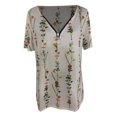 thumbnail image 4 of Fridja T-shirt à Manches Courtes Ample Col en V Imprimé Rétro à Fermeture Éclair pour Femmes Été, 4 of 5