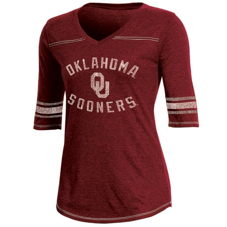 - Women's Russell Crimson Oklahoma Sooners Fan Half-Sleeve V-Neck T-Shirt
