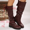 thumbnail image 4 of Bottes pour Femmes à Talon avec Coutures Bout Rond à Lacets Bottes Hauteur Genou, 4 of 9