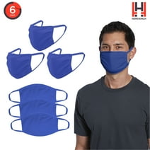Lebbro Cloth Face Mask Reusable and Washable Masks 6 Pack Men and Women Blue