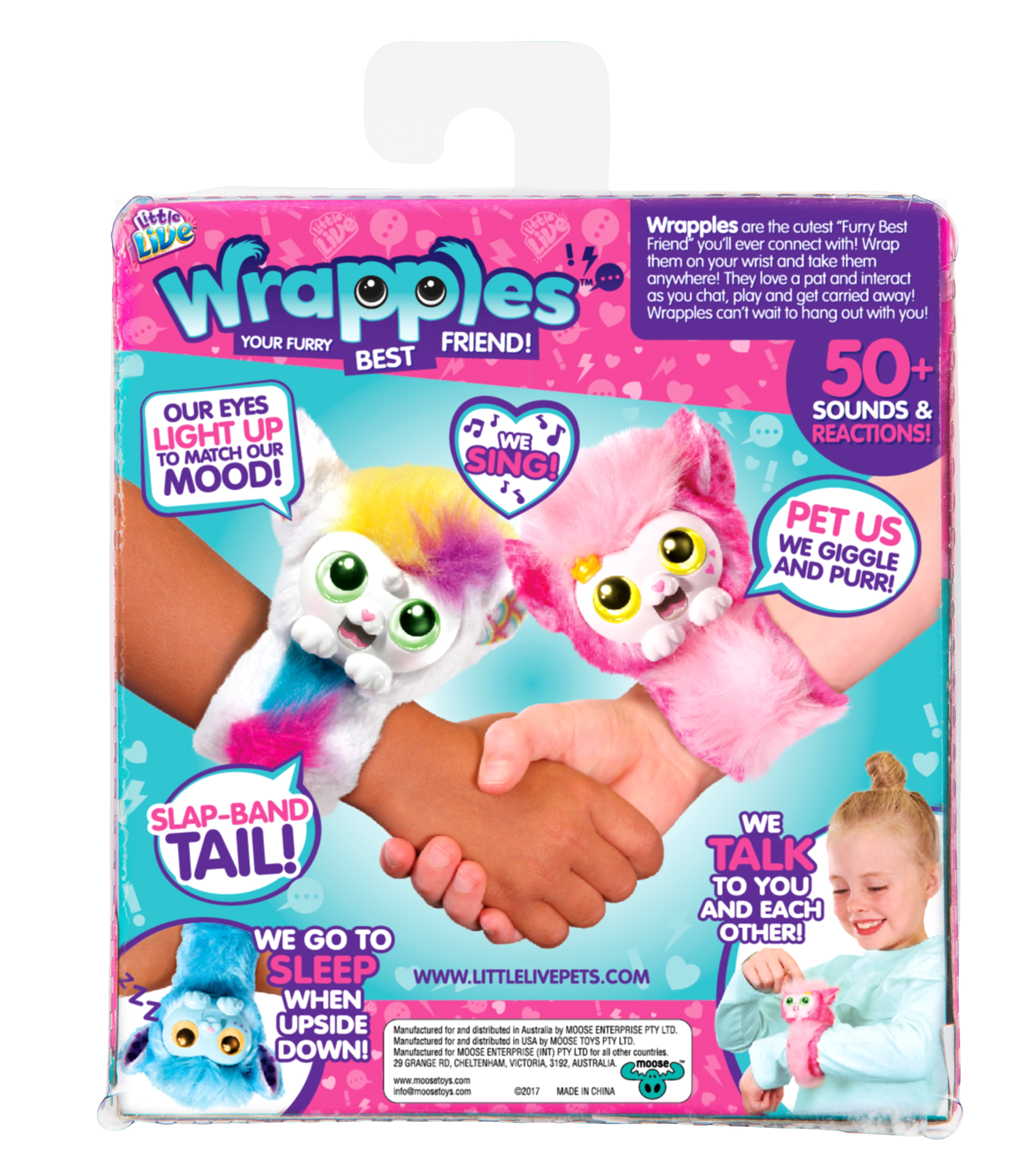 Wrapples Pink Princeza Slap-band Bracelet Little Live Pets 2 Bracelets Bundle 